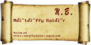 Mátéffy Balár névjegykártya